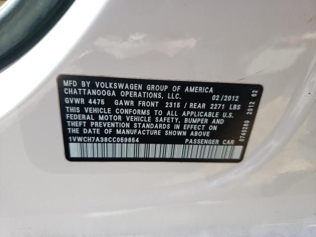 Photo 10 from auction – 2012 VOLKSWAGEN PASSAT SEL with VIN 1VWCH7A38CC059854