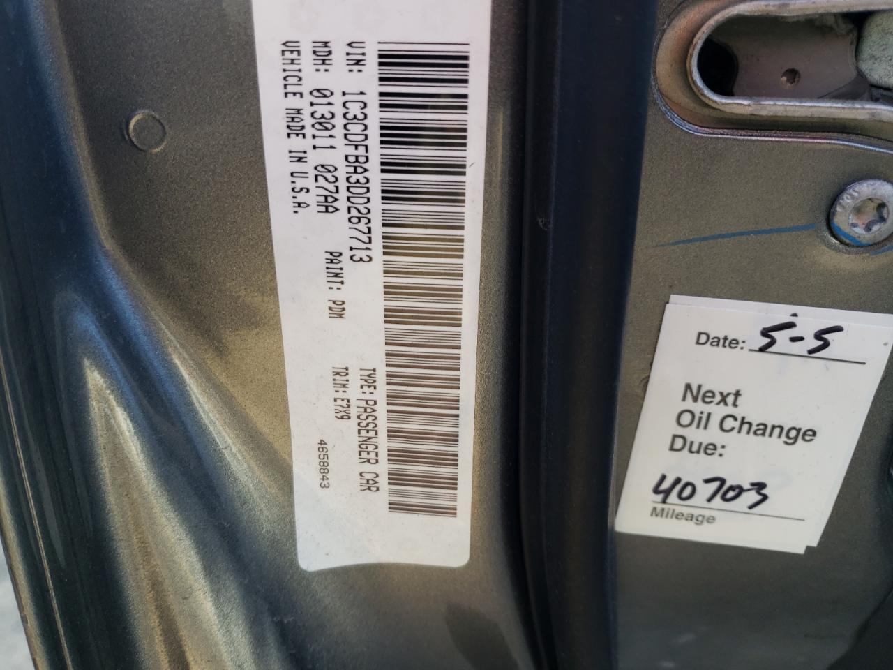 Photo 10 from auction – 2013 DODGE DART SXT with VIN 1C3CDFBA3DD267713