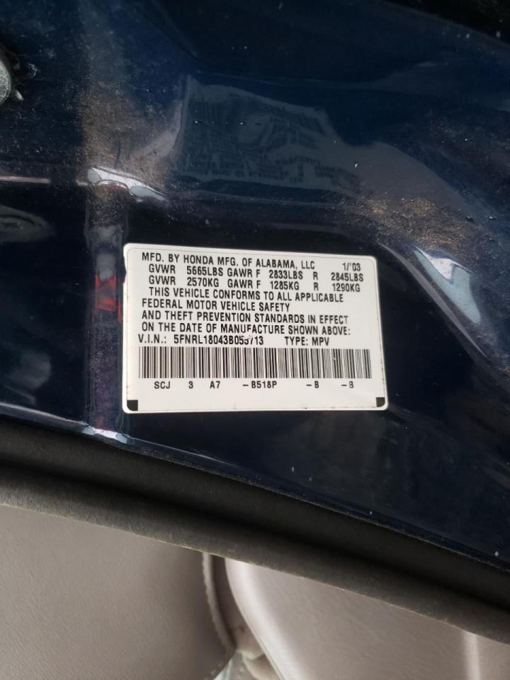 Photo 10 from auction – 2003 HONDA ODYSSEY EX with VIN 5FNRL18043B055713