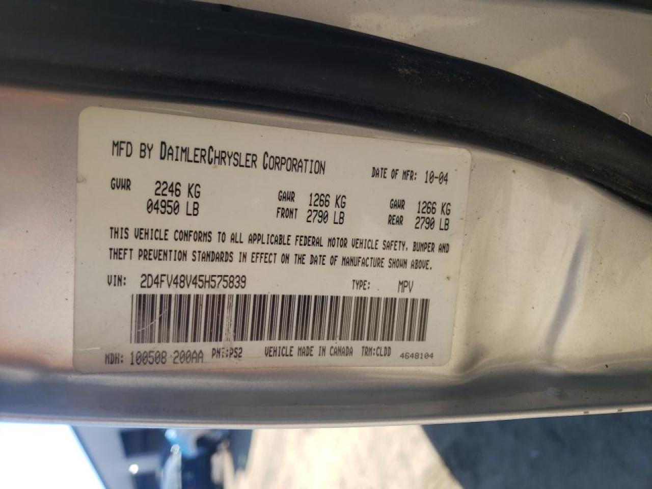 Photo 10 from auction – 2005 DODGE MAGNUM SXT with VIN 2D4FV48V45H575839