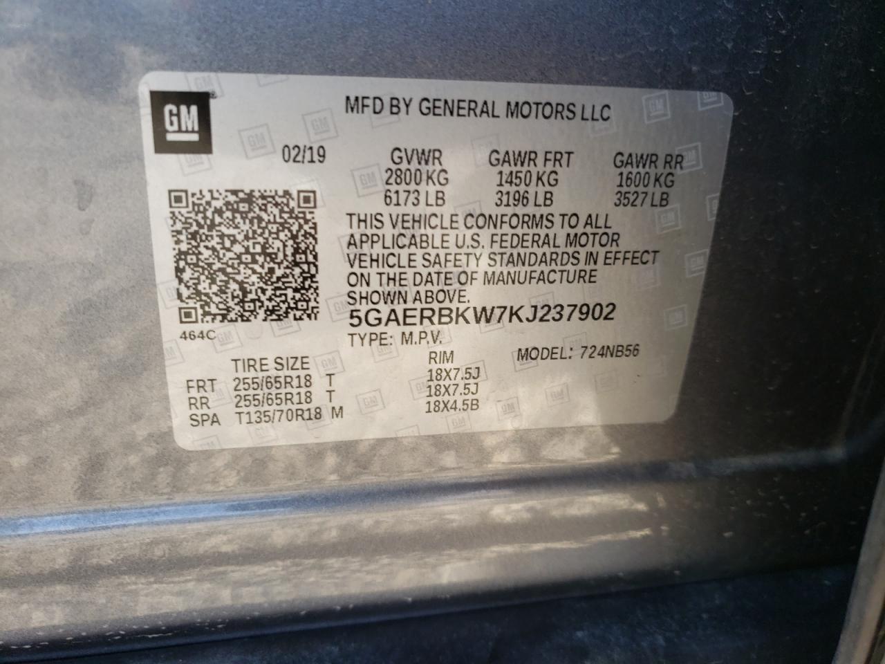 Photo 10 from auction – 2019 BUICK ENCLAVE ES with VIN 5GAERBKW7KJ237902