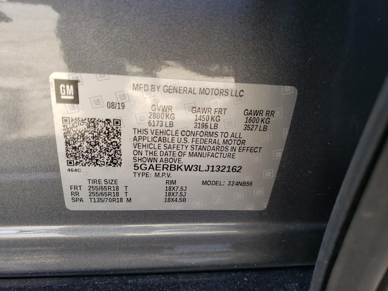 Photo 10 from auction – 2020 BUICK ENCLAVE ES with VIN 5GAERBKW3LJ132162