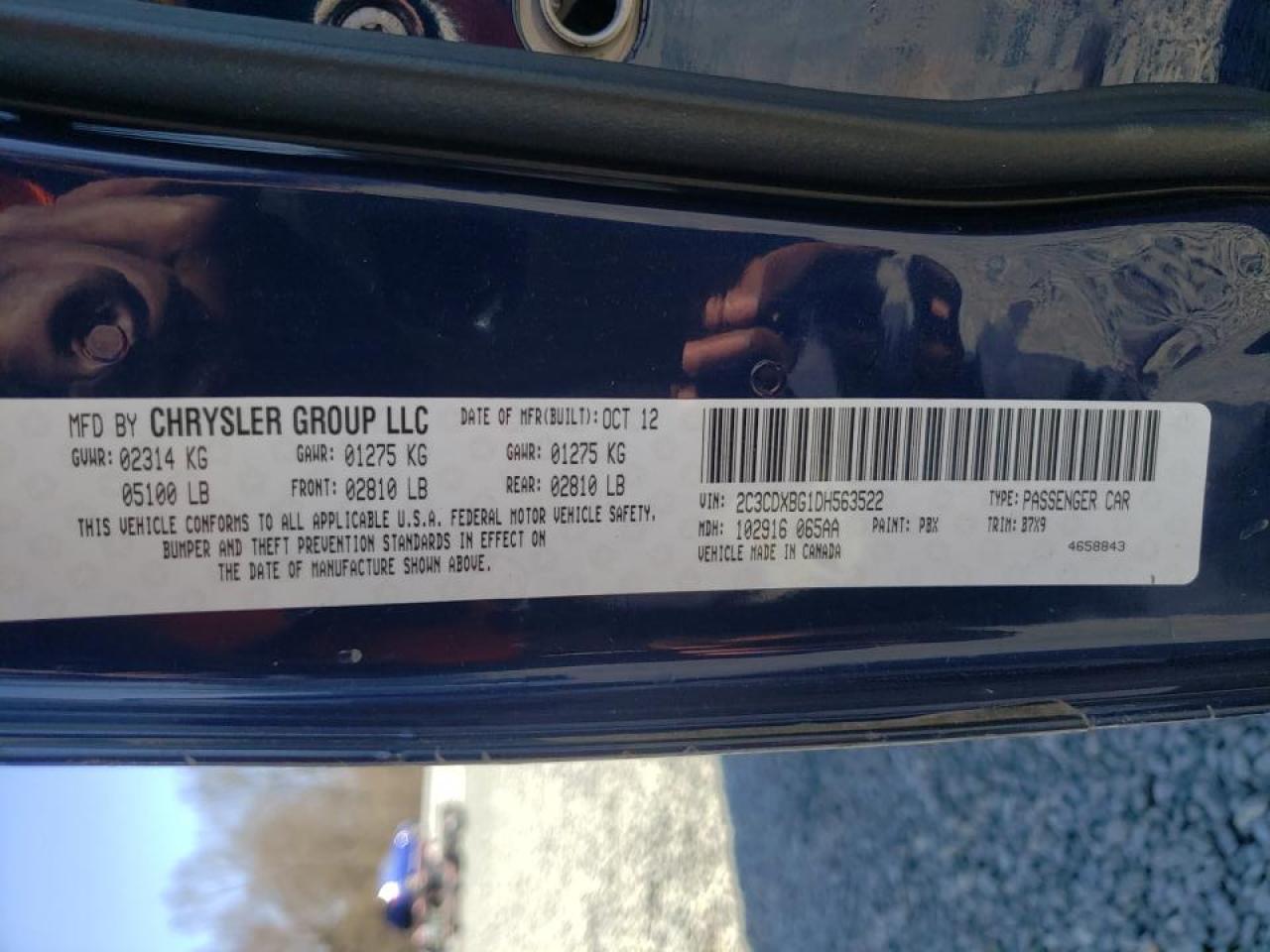 Photo 10 from auction – 2013 DODGE CHARGER SE with VIN 2C3CDXBG1DH563522