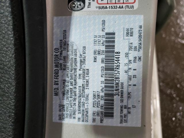 Photo 10 from auction – 2007 LINCOLN MKZ with VIN 3LNHM28T57R654418