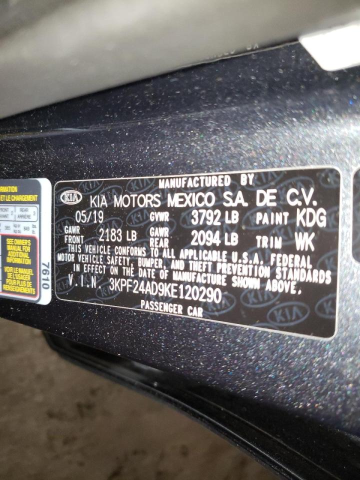 Photo 10 from auction – 2019 KIA FORTE FE with VIN 3KPF24AD9KE120290