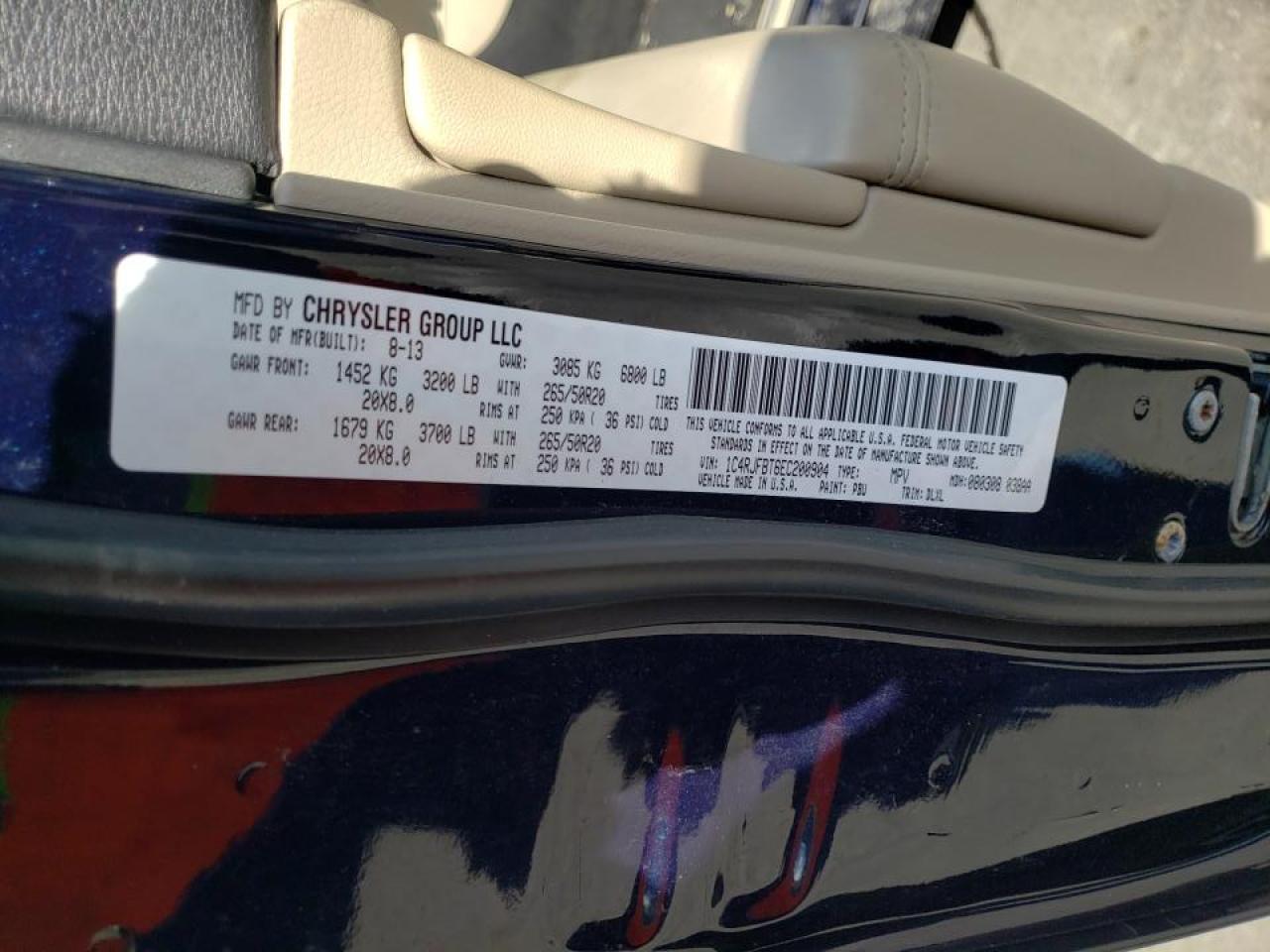 Photo 10 from auction – 2014 JEEP GRAND CHER with VIN 1C4RJFBT6EC200904