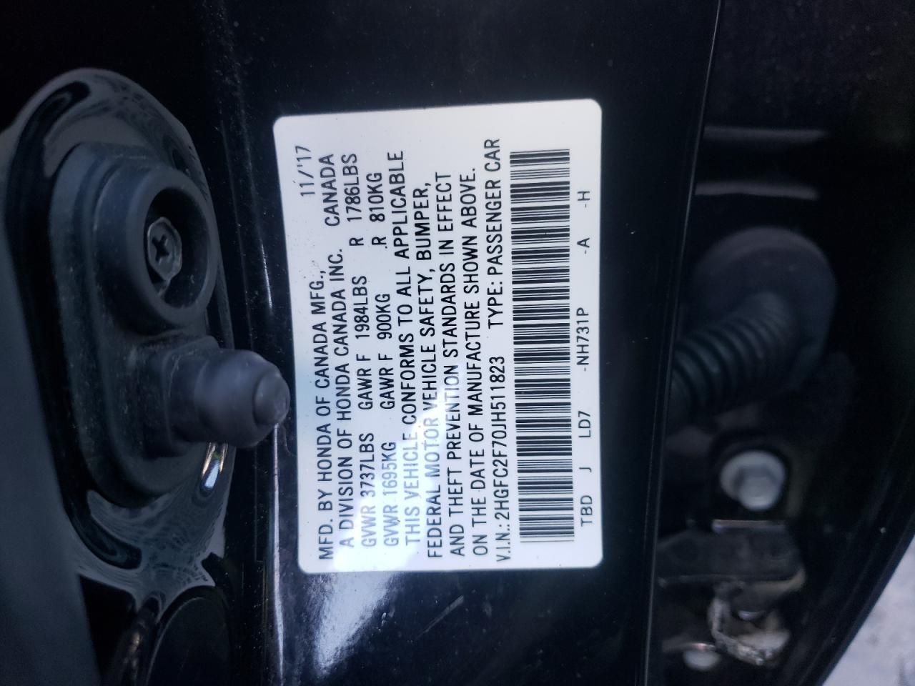Photo 10 from auction – 2018 HONDA CIVIC EX with VIN 2HGFC2F70JH511823