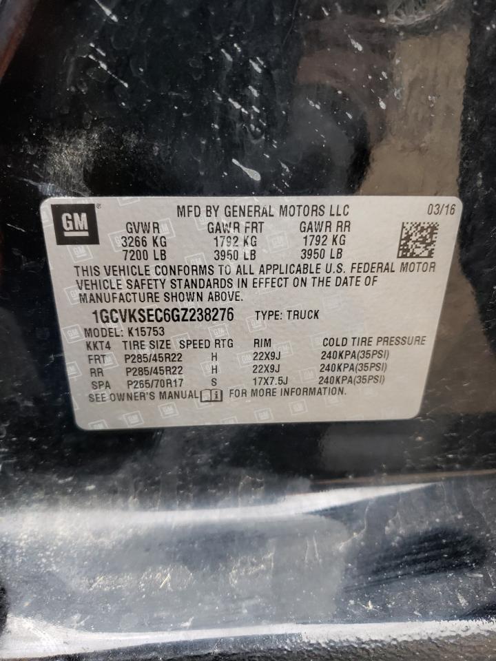 Photo 10 from auction – 2016 CHEVROLET SILVERADO with VIN 1GCVKSEC6GZ238276