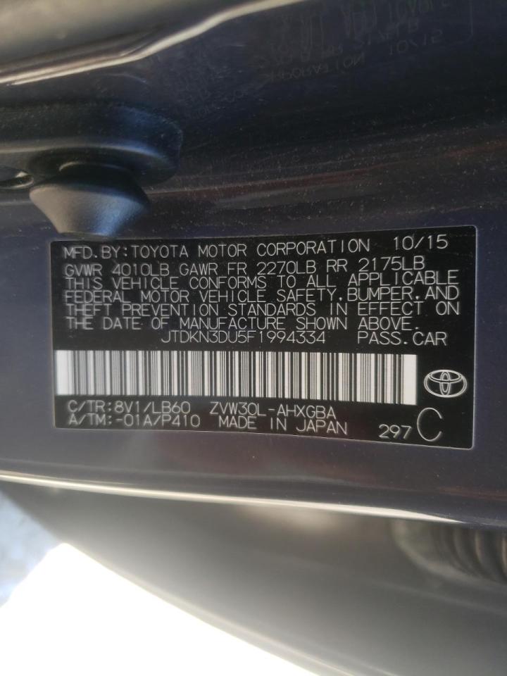 Photo 10 from auction – 2015 TOYOTA PRIUS with VIN JTDKN3DU5F1994334