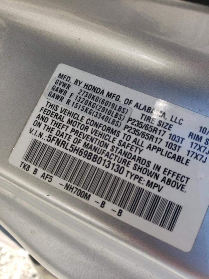 Photo 10 from auction – 2011 HONDA ODYSSEY EX with VIN 5FNRL5H69BB013130