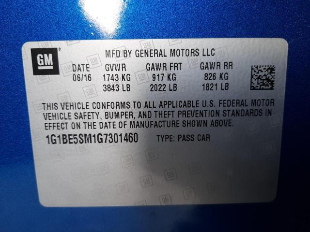 Photo 10 from auction – 2016 CHEVROLET CRUZE LT with VIN 1G1BE5SM1G7301460