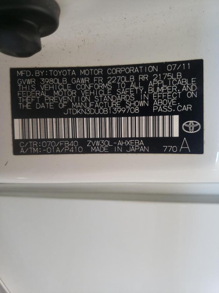 Photo 10 from auction – 2011 TOYOTA PRIUS with VIN JTDKN3DU0B1399708