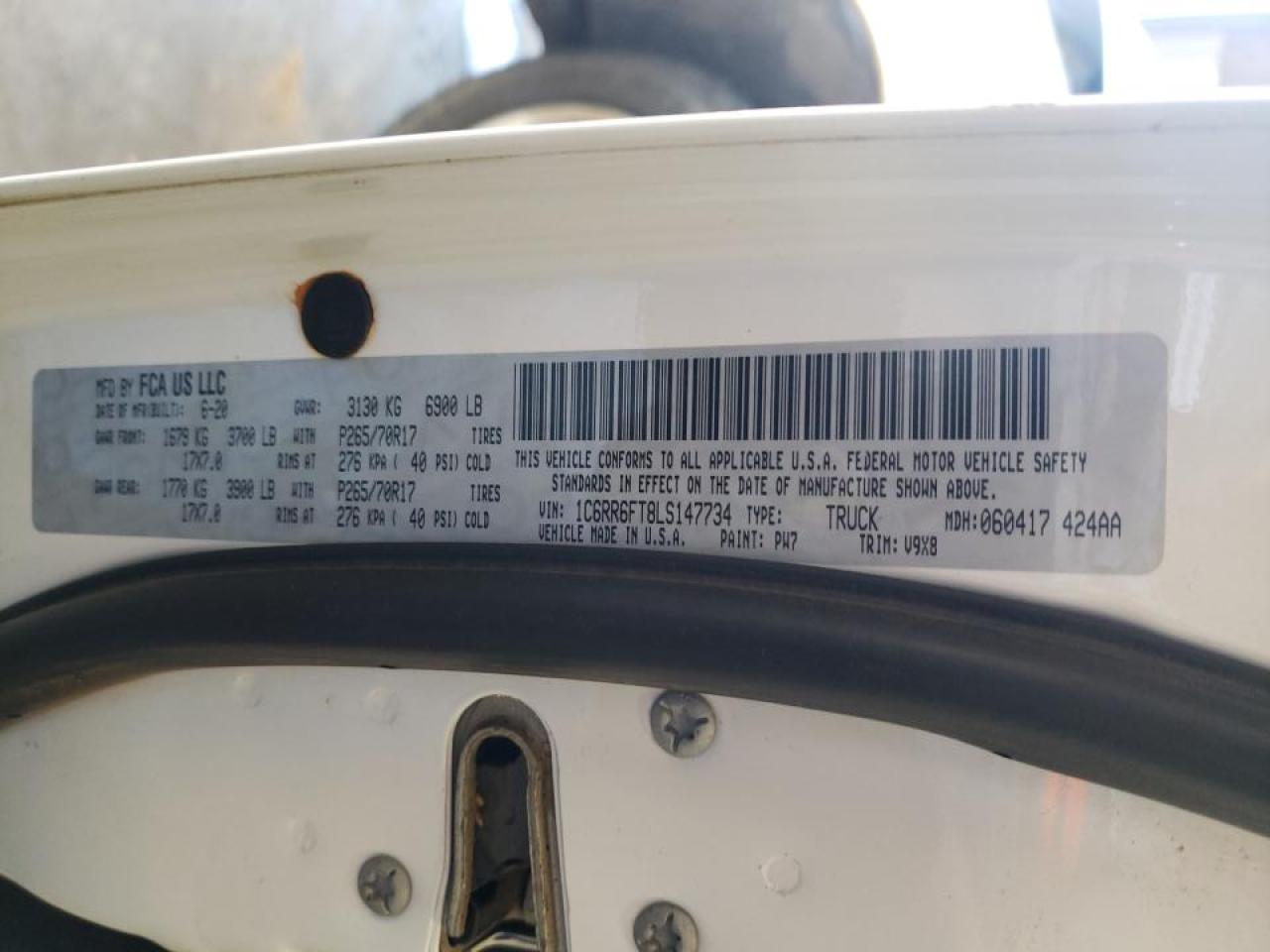 Photo 10 from auction – 2020 RAM 1500 CLASS with VIN 1C6RR6FT8LS147734