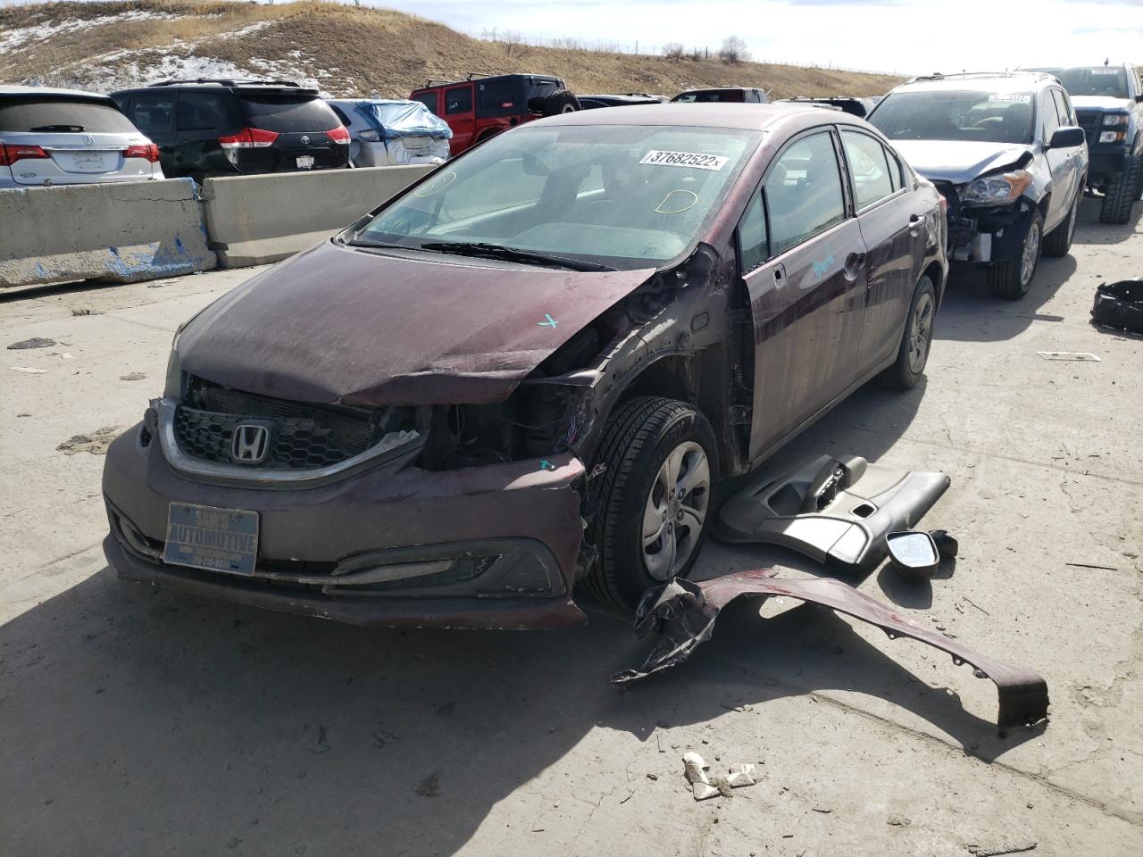 Photo 2 from auction – 2014 HONDA CIVIC LX with VIN 19XFB2E58EE039129