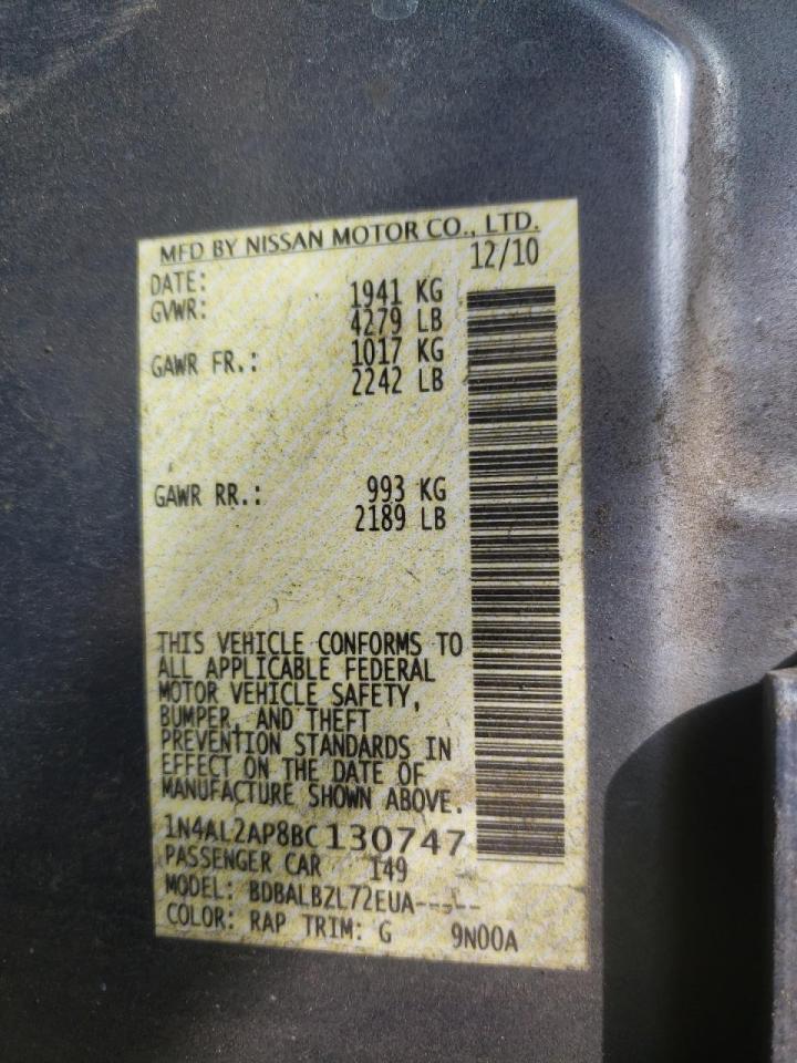 Photo 10 from auction – 2011 NISSAN ALTIMA BAS with VIN 1N4AL2AP8BC130747