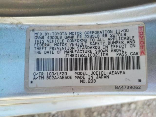 Photo 10 from auction – 2001 LEXUS IS 300 with VIN JTHBD182110021108