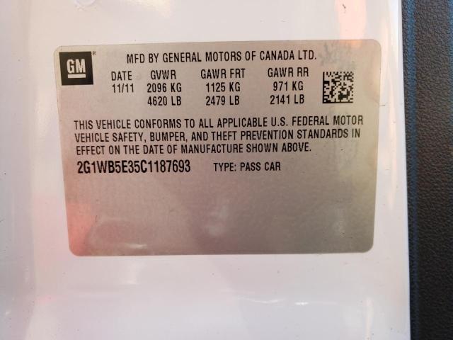 Photo 10 from auction – 2012 CHEVROLET IMPALA LT with VIN 2G1WB5E35C1187693