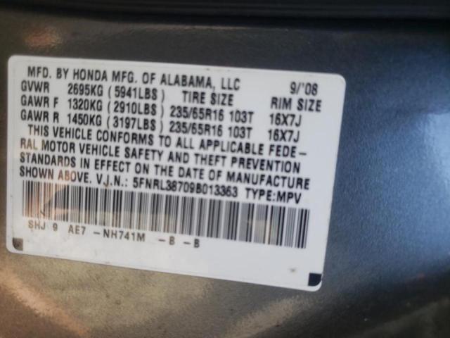Photo 10 from auction – 2009 HONDA ODYSSEY with VIN 5FNRL38709B013363