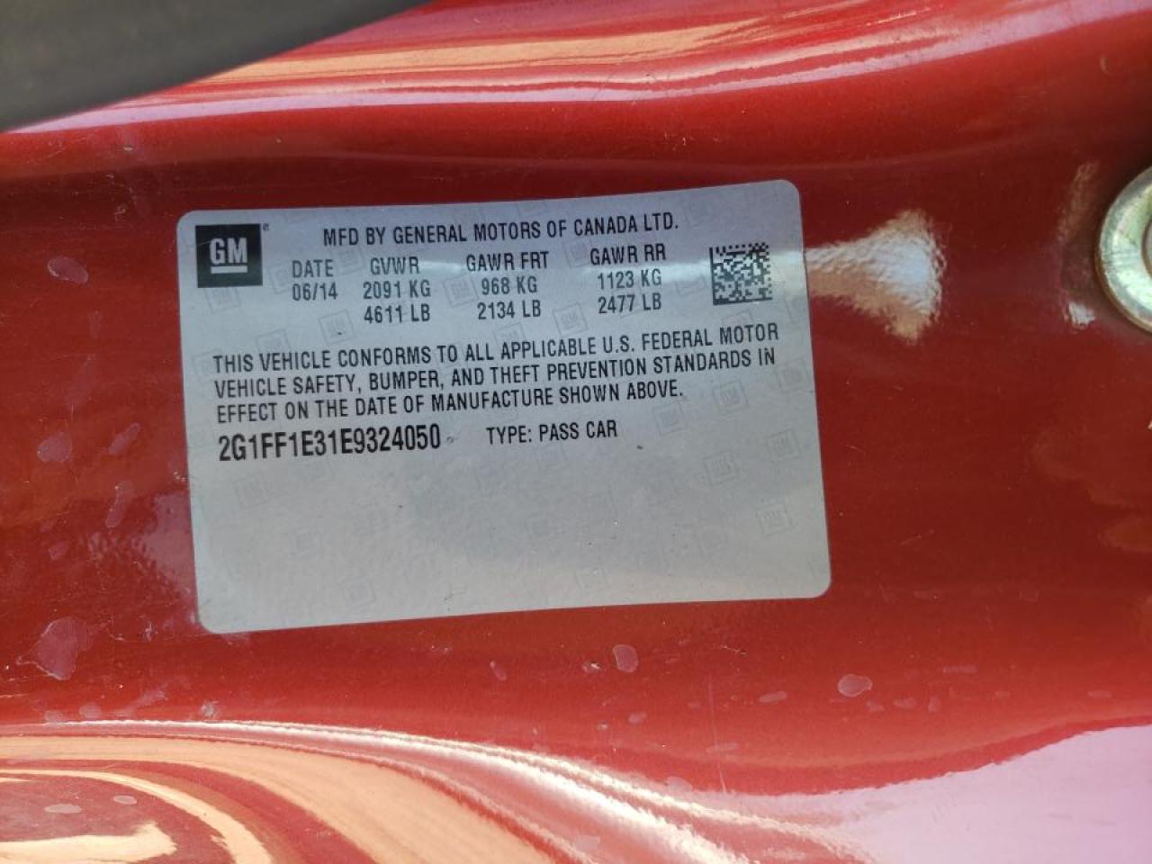 Photo 10 from auction – 2014 CHEVROLET CAMARO LT with VIN 2G1FF1E31E9324050