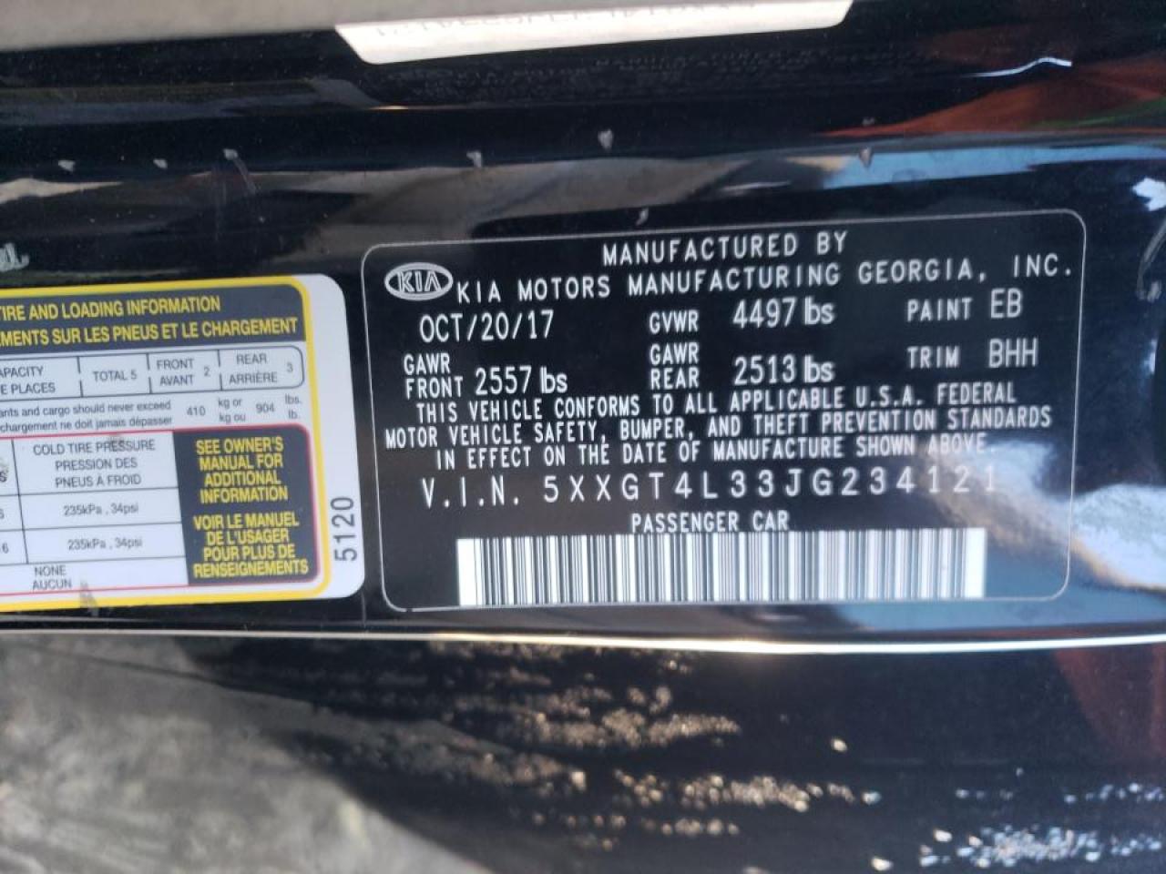 Photo 10 from auction – 2018 KIA OPTIMA LX with VIN 5XXGT4L33JG234121