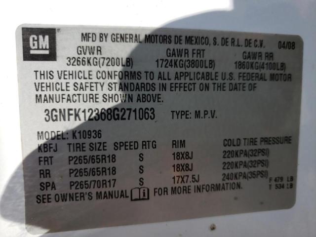 Photo 10 from auction – 2008 CHEVROLET AVALANCHE with VIN 3GNFK12368G271063