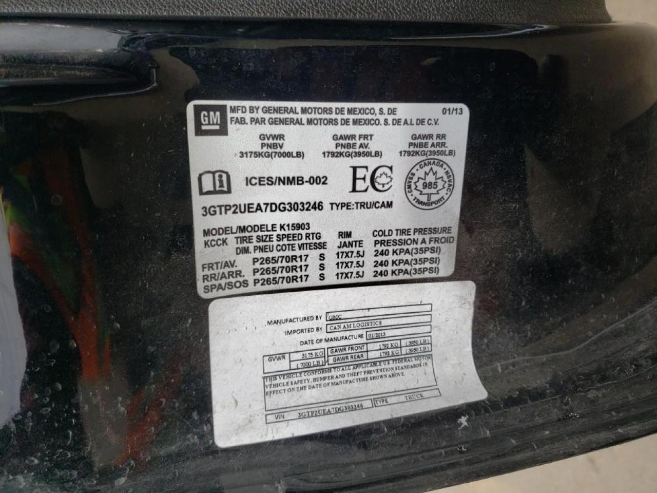 Photo 10 from auction – 2013 GMC SIERRA K15 with VIN 3GTP2UEA7DG303246
