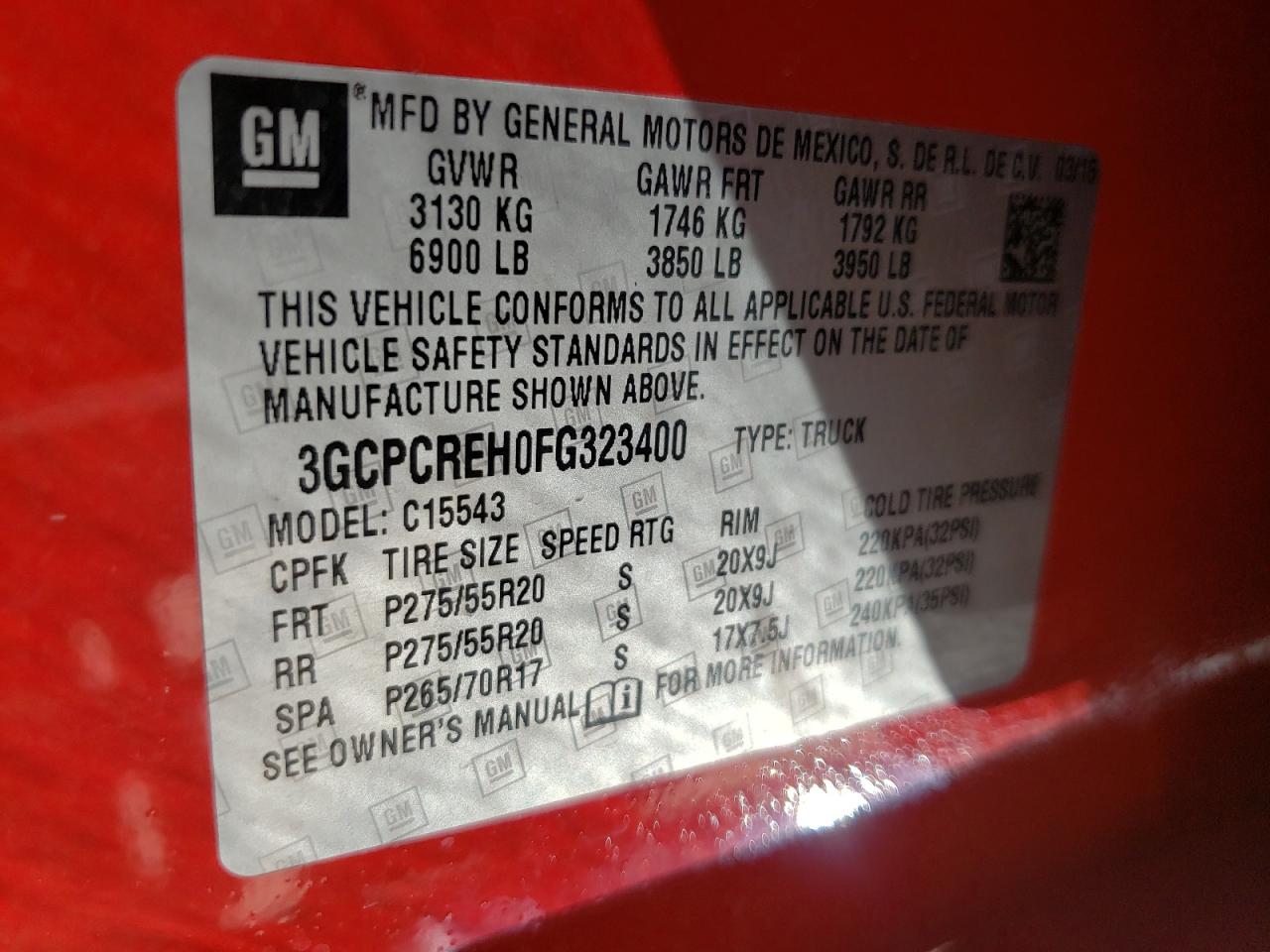 Photo 10 from auction – 2015 CHEVROLET SILVERADO with VIN 3GCPCREH0FG323400
