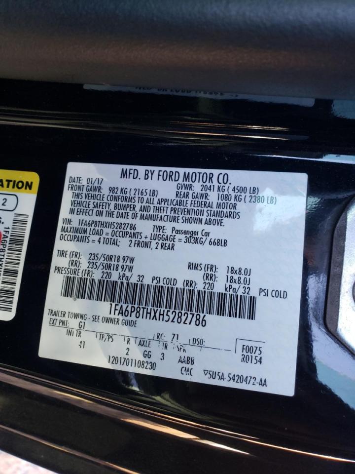 Photo 10 from auction – 2017 FORD MUSTANG with VIN 1FA6P8THXH5282786