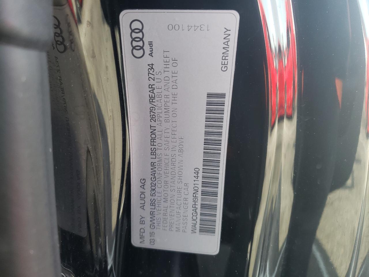 Photo 10 from auction – 2015 AUDI S5 PREMIUM with VIN WAUCGAFH9FN011440