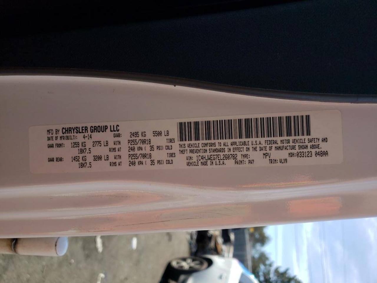 Photo 10 from auction – 2014 JEEP WRANGLER U with VIN 1C4HJWEG7EL260782