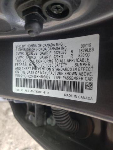 Photo 10 from auction – 2019 HONDA CIVIC LX with VIN 2HGFC2F65KH603809