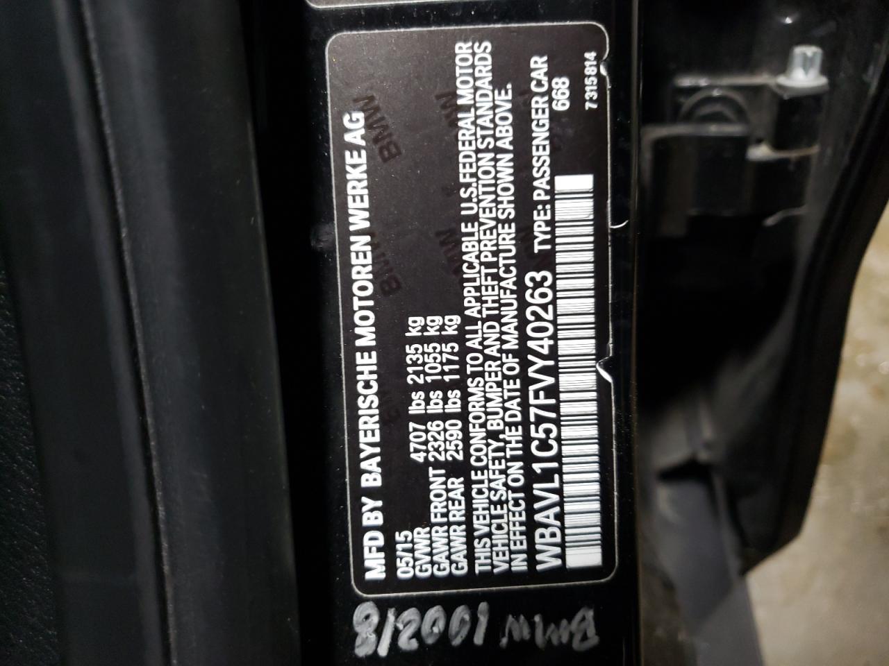 Photo 10 from auction – 2015 BMW X1 XDRIVE2 with VIN WBAVL1C57FVY40263