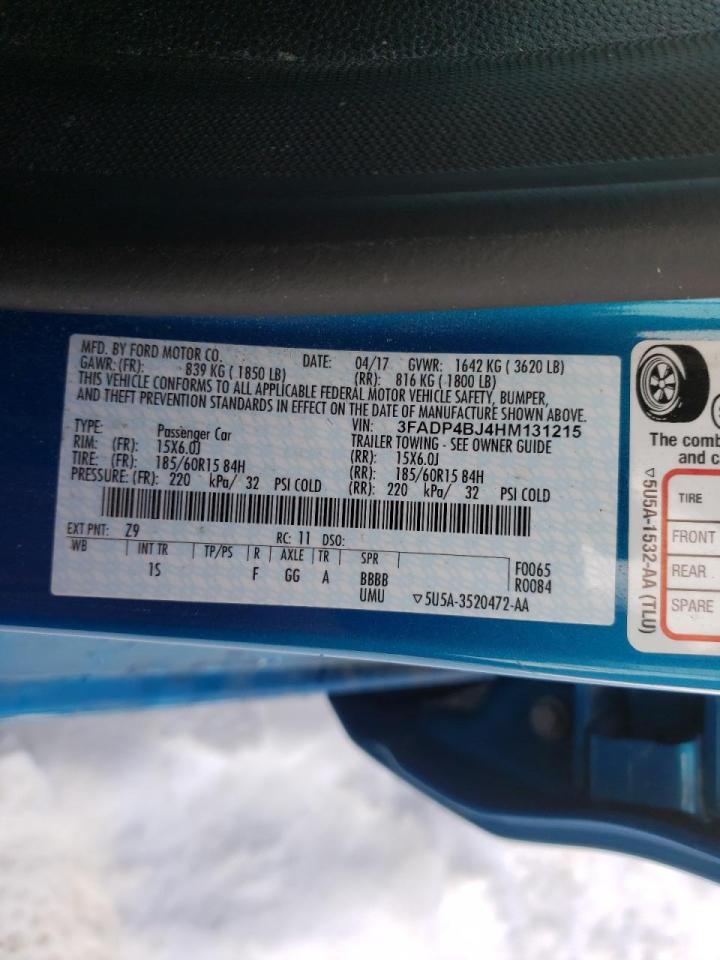 Photo 10 from auction – 2017 FORD FIESTA SE with VIN 3FADP4BJ4HM131215