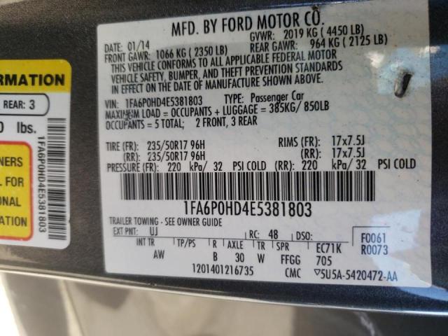 Photo 10 from auction – 2014 FORD FUSION SE with VIN 1FA6P0HD4E5381803
