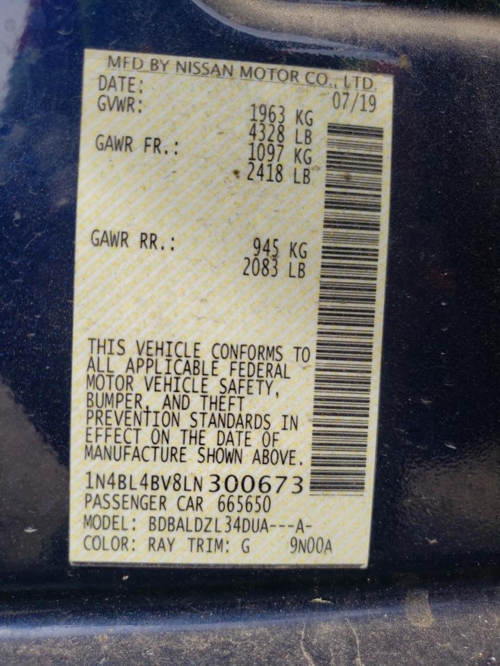 Photo 10 from auction – 2020 NISSAN ALTIMA S with VIN 1N4BL4BV8LN300673