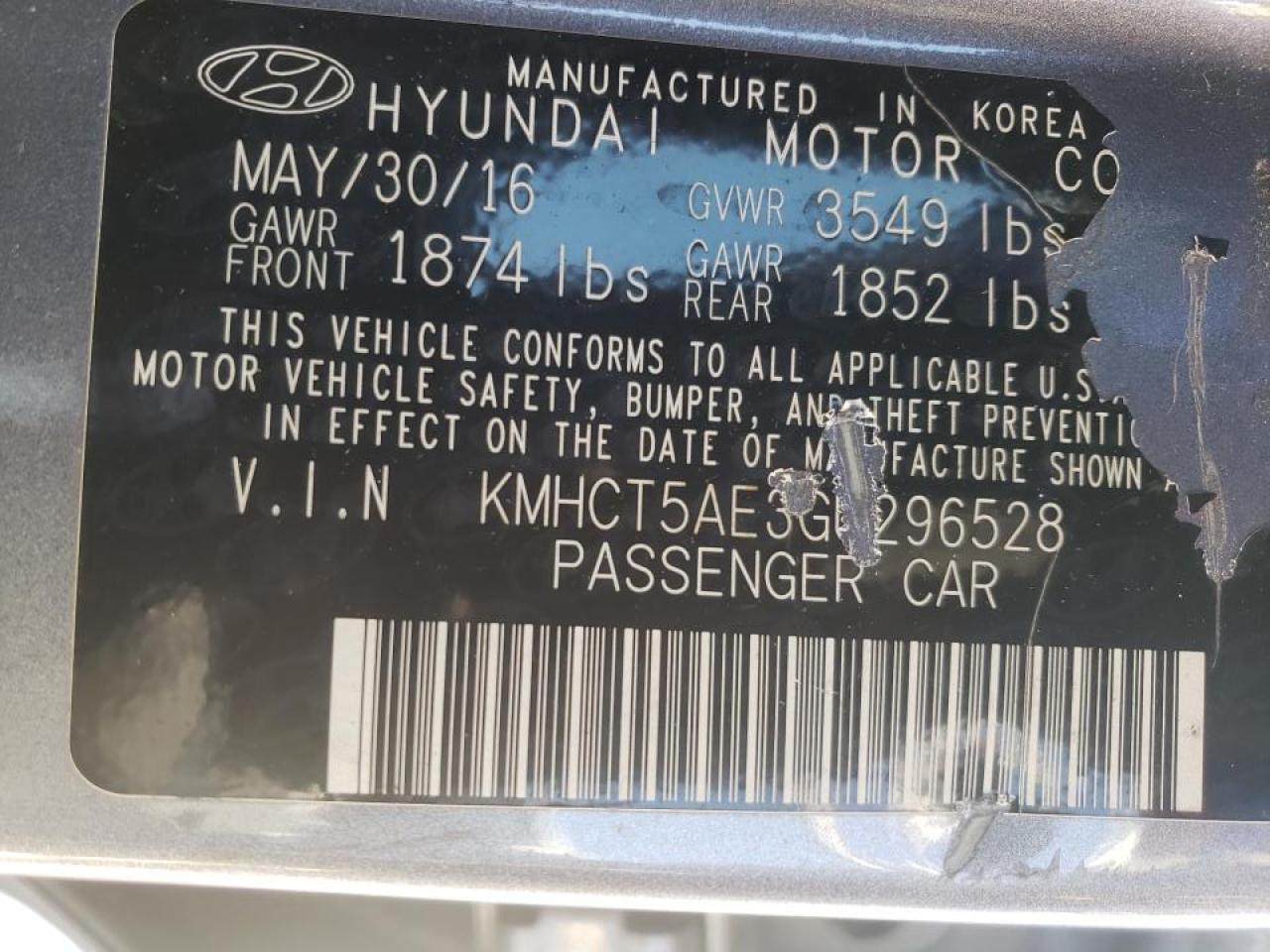 Photo 10 from auction – 2016 HYUNDAI ACCENT with VIN KMHCT5AE3GU296528