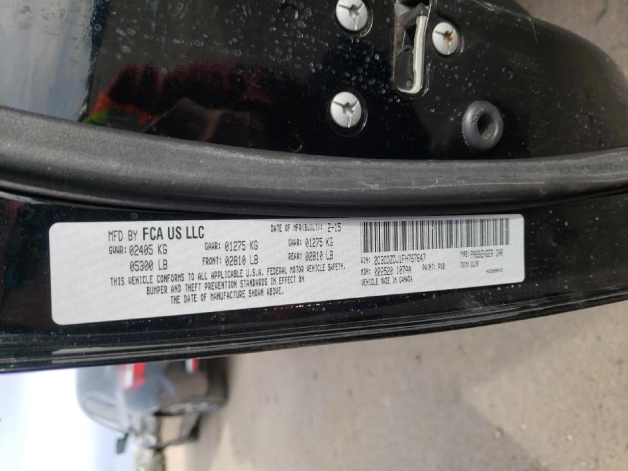 Photo 10 from auction – 2015 DODGE CHALLENGER with VIN 2C3CDZDJ1FH767647