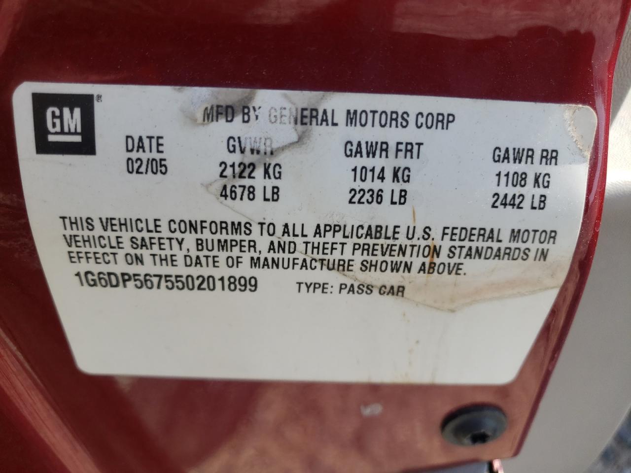 Photo 10 from auction – 2005 CADILLAC CTS HI FEA with VIN 1G6DP567550201899