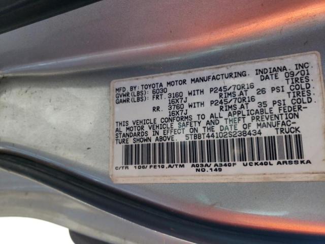 Photo 10 from auction – 2002 TOYOTA TUNDRA ACC with VIN 5TBBT44102S238434