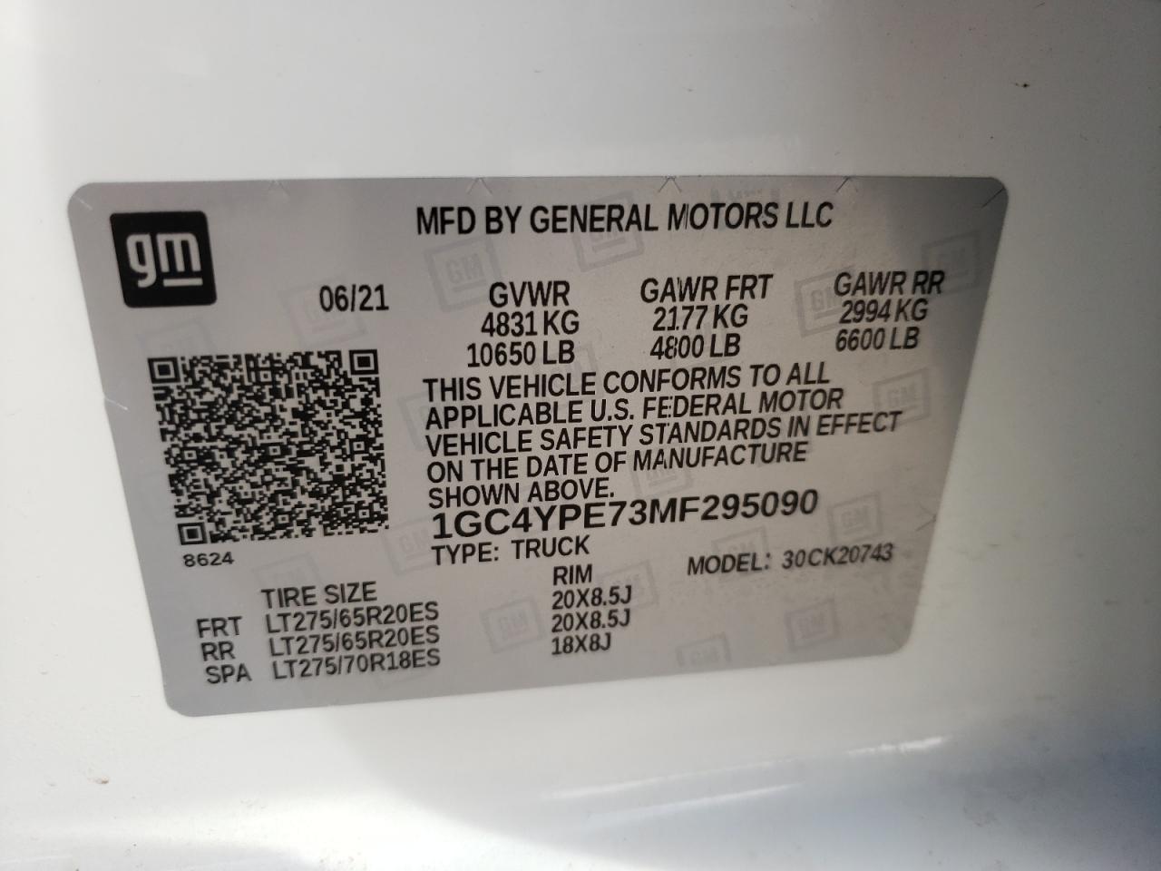 Photo 10 from auction – 2021 CHEVROLET SILVERADO with VIN 1GC4YPE73MF295090