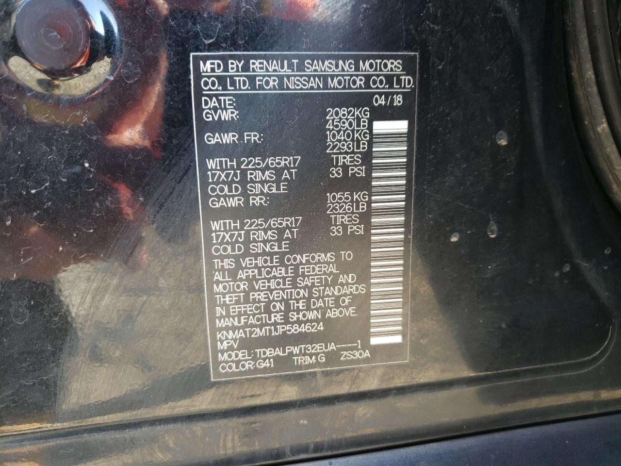 Photo 10 from auction – 2018 NISSAN ROGUE S with VIN KNMAT2MT1JP584624