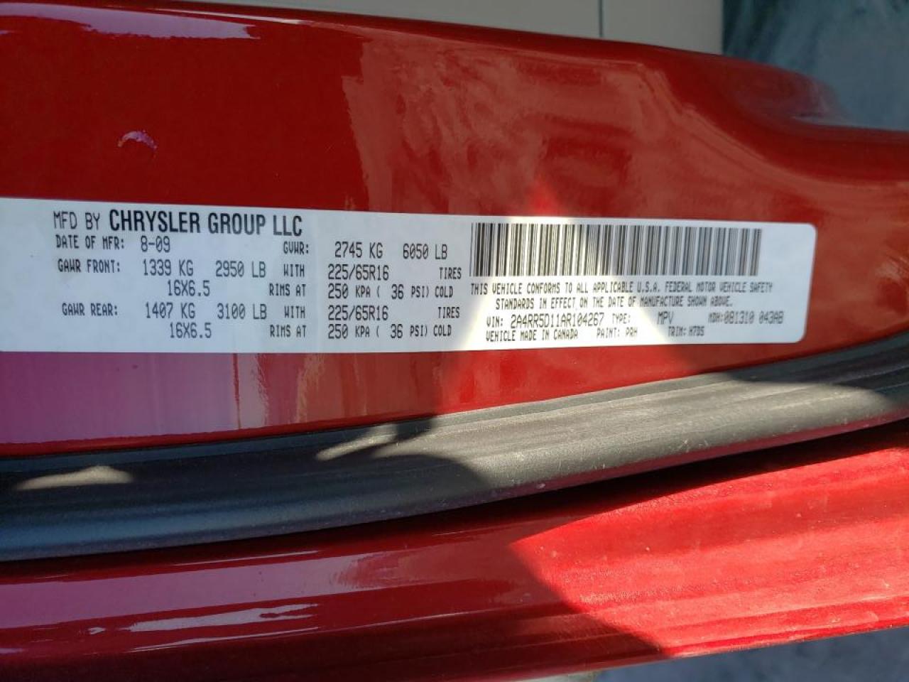 Photo 10 from auction – 2010 CHRYSLER TOWN & COU with VIN 2A4RR5D11AR104267