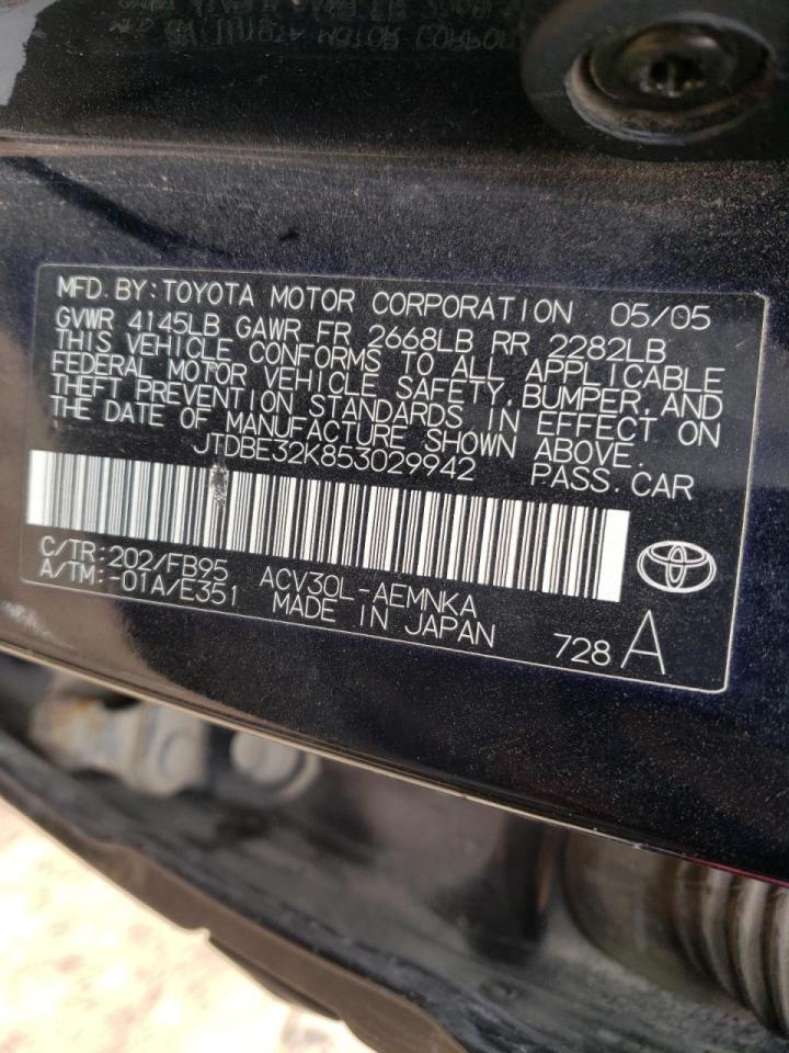 Photo 10 from auction – 2005 TOYOTA CAMRY with VIN JTDBE32K853029942