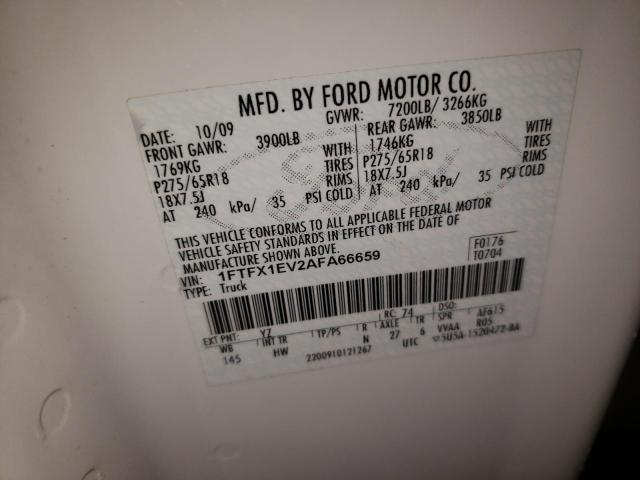 Photo 10 from auction – 2010 FORD F150 SUPER with VIN 1FTFX1EV2AFA66659