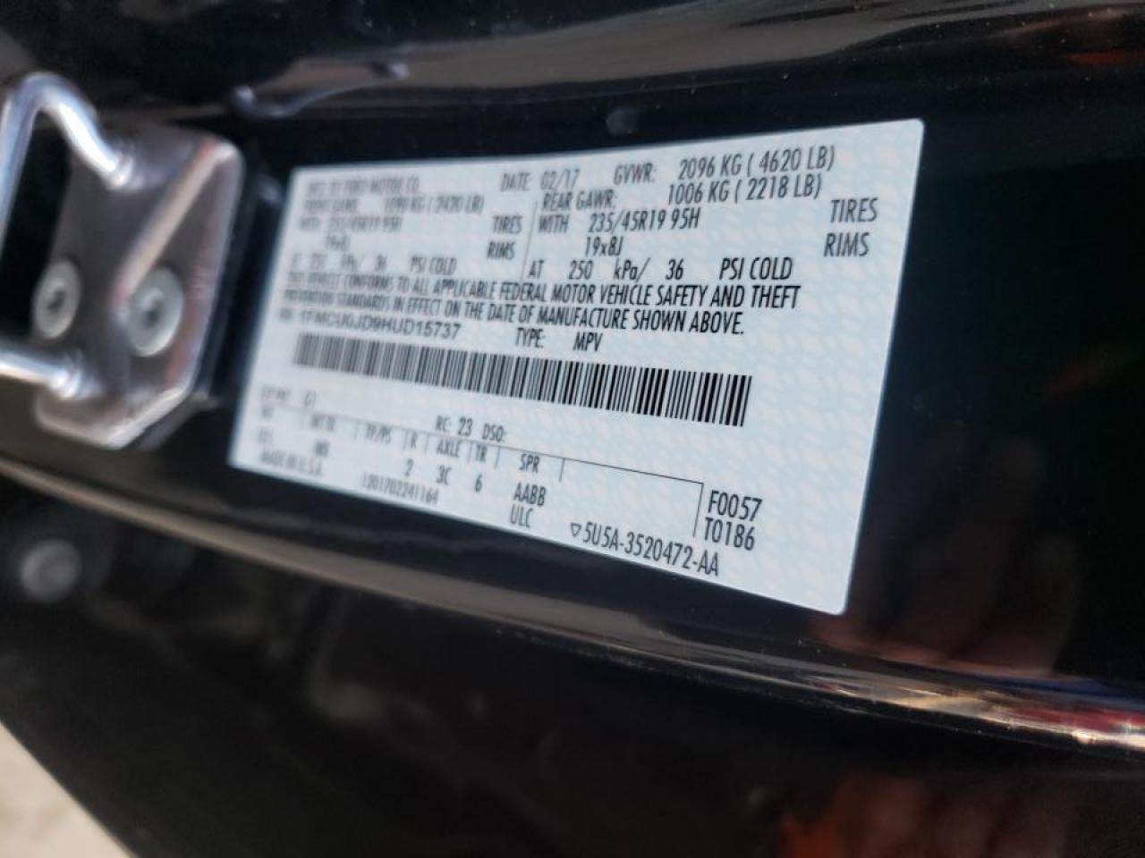 Photo 10 from auction – 2017 FORD ESCAPE TIT with VIN 1FMCU0JD9HUD15737
