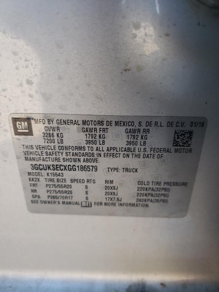 Photo 10 from auction – 2016 CHEVROLET SILVERADO with VIN 3GCUKSECXGG186579