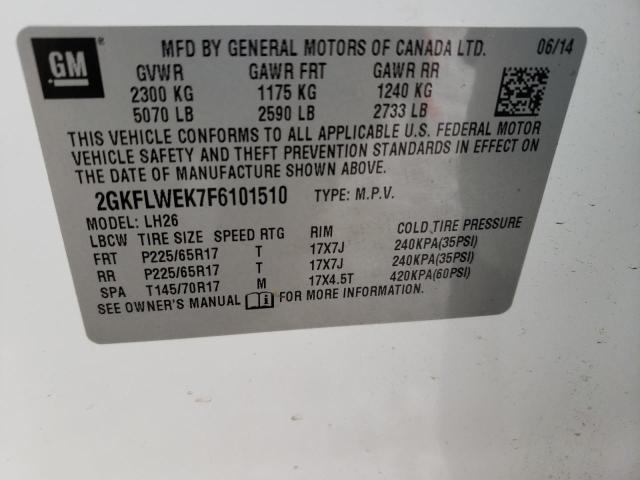 Photo 10 from auction – 2015 GMC TERRAIN SL with VIN 2GKFLWEK7F6101510