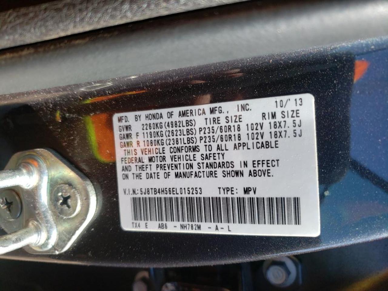 Photo 10 from auction – 2014 ACURA RDX with VIN 5J8TB4H56EL015253