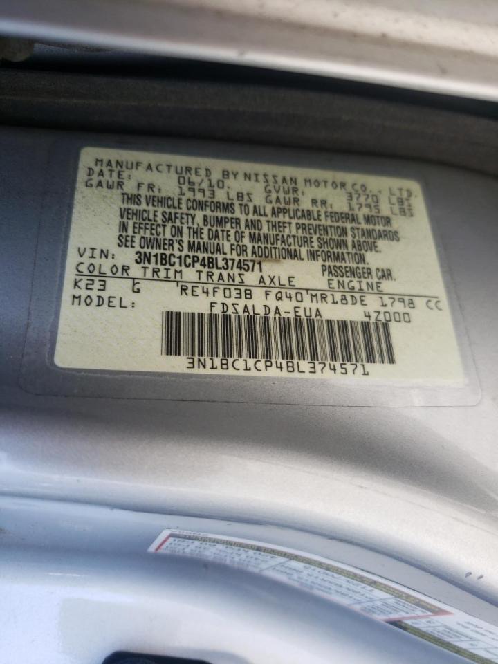 Photo 10 from auction – 2011 NISSAN VERSA S with VIN 3N1BC1CP4BL374571