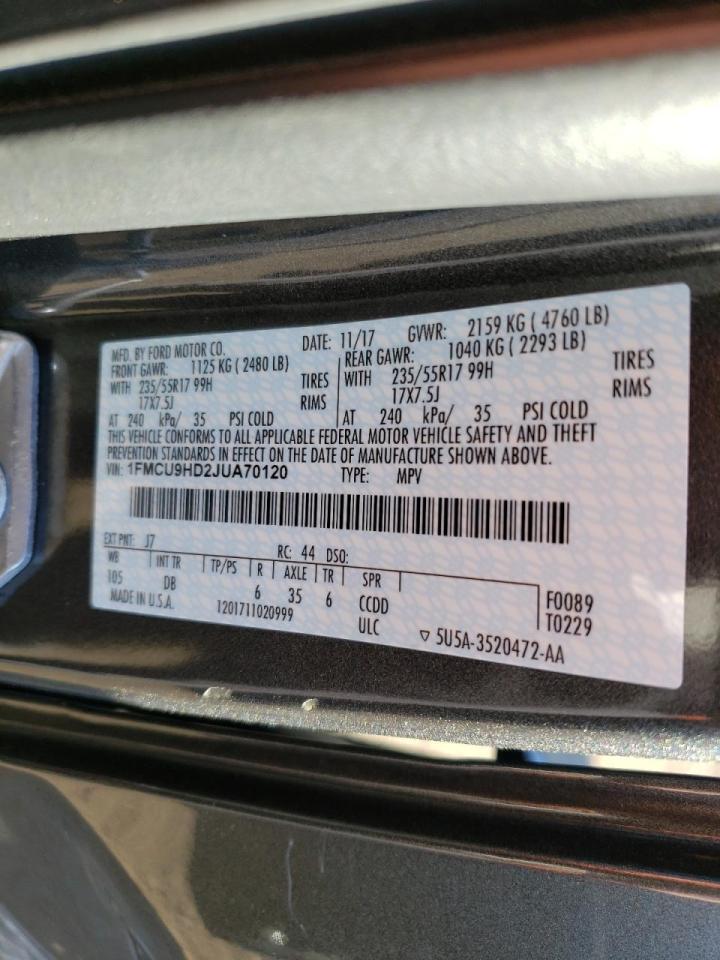 Photo 10 from auction – 2018 FORD ESCAPE SEL with VIN 1FMCU9HD2JUA70120